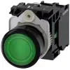 Bouton-poussoir lumineux, 22 mm, rond, plastique, vert, Bouton, plat, sans maintien, avec support, 1S, Module LED avec LED intégrée 24 V CA / CC borne à vis