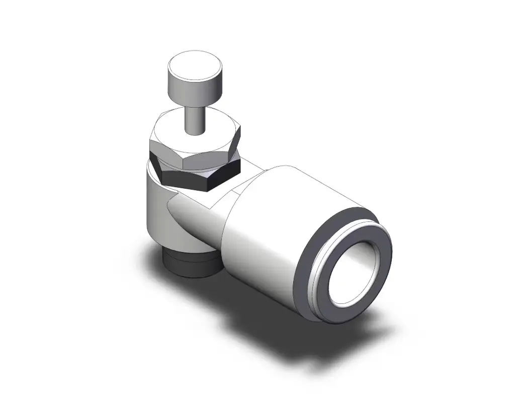 Régulateur de vitesse, coude, Pbt, 1/8, mètre de sortie, tube de 10 mm, une touche, en série