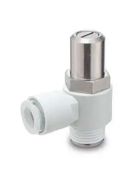 [AS2201F-02-06SD] Régleurs de débit, Standard, Raccord instantané, Réglable avec un tournevis plat, Coudé 1/4 Tube ∅6