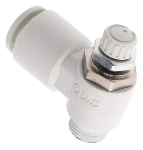 [AS2201F-01-08S] Régleurs de débit, Standard, Raccord instantané, Manipulation simple, Coudé R1/8 Tube ∅8