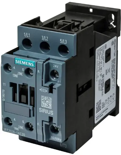 [3RT2026-1AC20] Contacteur de puissance, AC-3 : 25A, 11 kW / 400 V 1 NO + 1 NF, AC 24 V, 50 / 60 Hz,  3 pôles, Taille S0, borne à vis