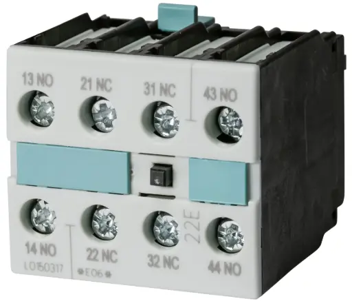 [3RH1921-1HA22] Bloc de contacts auxiliaires 22, 2 NO + 2 NF, EN 50012, 4 pôles, borne à vis, pour contacteurs moteurs, taille S0 .. S3 !!! Produit en fin de vie !! Le successeur est SIRIUS 3RH2