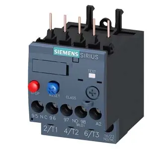 [3RU2116-1GB0] Relais de surcharge 4,5...6,3 A thermique pour protection des moteurs taille S00, Class 10 Montage sur contacteur circuit principal : à visser circuit auxiliaire : à visser Réarmement automatique/manuel