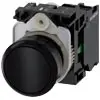 [3SU1100-0AB10-1BA0] Bouton, 22 mm, rond, plastique, noir, Bouton, plat, sans maintien, avec support, 1S, borne à vis